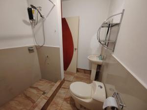 een kleine badkamer met een toilet en een wastafel bij Pacheco APARTMENT in Cuzco