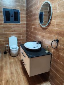 een badkamer met een wastafel en een toilet bij Le Deborah_Palace in Lomé