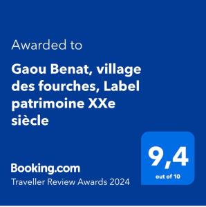 Сертификат, награда, табела или друг документ на показ в Gaou Benat, village des fourches, Label patrimoine XXe siècle