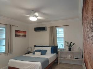 プロビデンシャレスにあるPrivate Guest House 2 bedrooms & 2 baths near Grace Bay Beach & Long Bay Beach.のベッドルーム(ベッド1台、窓付)