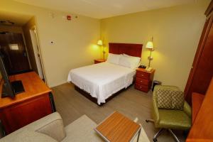 a hotel room with a bed and a chair at Hampton Inn Franklin, NC in Franklin +27 photos