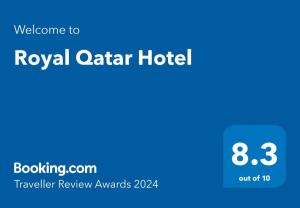 Certificado, premio, señal o documento que está expuesto en Royal Qatar Hotel