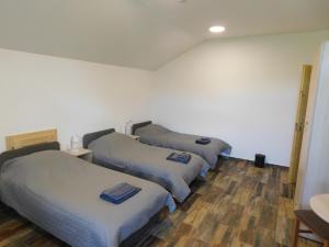 3 Betten stehen in einem Zimmer zur Verfügung in der Unterkunft Kammerer Vendégház in Kastélyosdombó