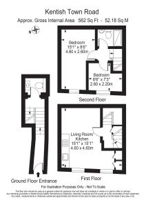 dos diagramas de un plano del suelo de una casa en Camden Town Duplex en Londres