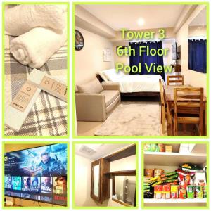 un collage de fotos de una sala de estar y una casa en Avida Iloilo T3 624 en Iloílo