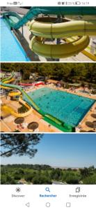 a collage of two pictures of a swimming pool at Mobil home La Palmyre in Les Mathes