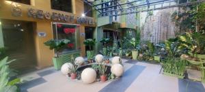 une pièce remplie de nombreuses plantes dans un bâtiment dans l'établissement Regency Hotel de Vigan, à Ayusan Norte