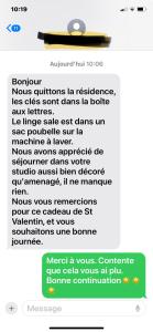 une capture d'écran d'un message textuel concernant une fraude au téléphone portable dans l'établissement Les Marinas de Cassy, à Lanton