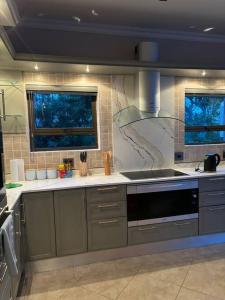 a kitchen with a sink and a stove at Entire Home in Sheffield Beach in Sheffield Beach