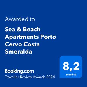 a screenshot of a cell phone with the text upgraded to sea and beach apartmentsrio at Sea & Beach Apartments Porto Cervo Costa Smeralda in Porto Cervo