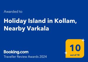 a screenshot of a sign that reads holiday island in kolwana nearby variable at Holiday Island in Kollam, Nearby Varkala in Kollam