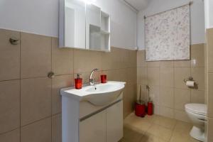 a bathroom with a sink and a toilet at Casa Della Zia in Plaka Milou