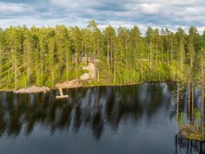 einem Luftblick auf einen See mit einem Haus in der Unterkunft Holiday Home Malmi by Interhome in Jyrkkä