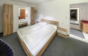 a bedroom with a large bed and a mirror at Nice Apartment In Navis With House A Mountain View in Navis