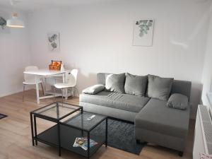 考波什堡的住宿－Zárda utcai Apartman，客厅配有沙发和桌子