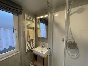 een badkamer met een wastafel en een douche bij Holiday Home Renate by Interhome in Wemding