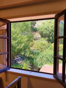 a window in a room with a view of a garden at La Petite France in San José de Maipo