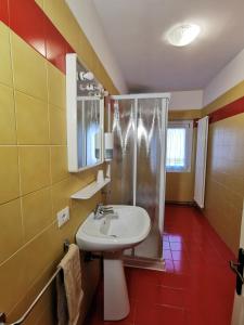 een badkamer met een wastafel en een douche bij Agriturismo Le Spezie in Conegliano