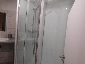 y baño con ducha y lavamanos. en Gîte Gilley, 3 pièces, 4 personnes - FR-1-611-71, 