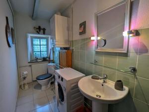 Ένα μπάνιο στο Gîte cosy "shabby chic" avec sauna privé, grand terrain et randonnées à proximité - FR-1-589-256