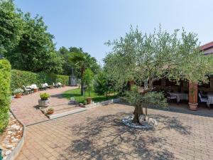 a garden with a tree in a brick courtyard at Bed and Breakfast Kolo Adults only in Novigrad Istria