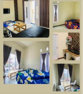 eine Collage mit Fotos von einem Schlafzimmer und einem Zimmer in der Unterkunft AAA, Fan Family, Aesthetic Bromo, Managed by Triple A Tour, Additional Bromo Jeep Tour Sunrise and Airport Shuttle in Ngadisari