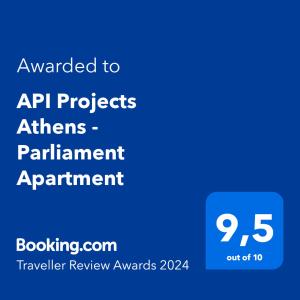 API Projects Athens - Parliament Apartment tanúsítványa, márkajelzése vagy díja