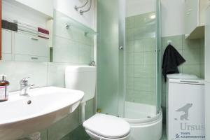 a bathroom with a toilet and a sink and a shower at Apartment May in Split