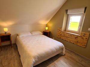 1 dormitorio con cama blanca y ventana en Gîte Chevannes, 4 pièces, 6 personnes - FR-1-590-244, en Chevannes