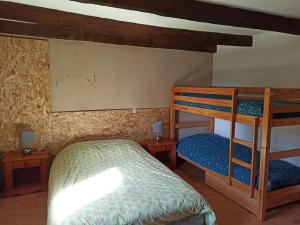 a bedroom with a bunk bed and two bunk beds at Gîte Nonville, 3 pièces, 6 personnes - FR-1-589-427 in Nonville
