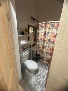 a small bathroom with a toilet and a sink at Hollywood in Georgetown