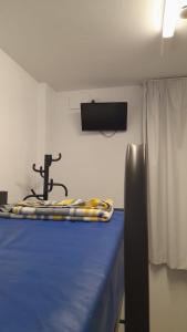 a room with a bed and a tv on a wall at Albergue Santiago Apostol in Logroño