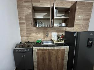 Kuchyň nebo kuchyňský kout v ubytování RokaDura Hotel