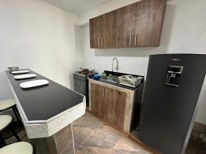 Kuchyň nebo kuchyňský kout v ubytování RokaDura Hotel