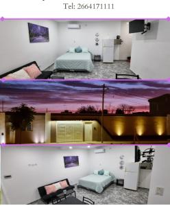 2 fotos de una habitación con cama y una habitación con en El jacaranda Alojamiento Diario en San Luis