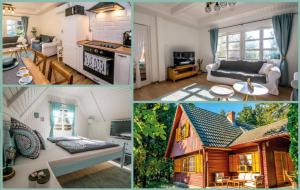 a collage of pictures of a house at KalandFészek in Orfű