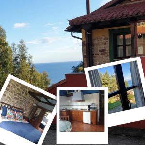 a collage of pictures of a house with the ocean at Turismo rural El Piensu in Villaviciosa