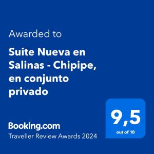 a screenshot of a cell phone with the text awarded to sire nucaya at Suite Nueva en Salinas - Chipipe, en conjunto privado in Salinas
