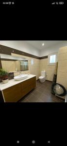 a bathroom with a sink and a toilet at Villa Elena in Áfra