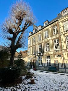 Appartement au cœur du vieux Rouen في رووين: مبنى كبير امامه شجرة