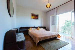 庫克利卡的住宿－Apartments Villa Bosotina，一间卧室设有一张床和一个大窗户