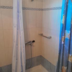 a bathroom with a shower with a tub at Olive tree 5 bedroom VIlla in Potidaia, Kassandra Chalkidiki in Nea Potidaea