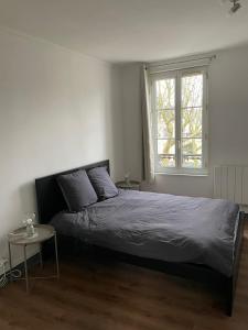 a bedroom with a large bed and a window at Place St Vincent de Paul, Le Havre in Le Havre