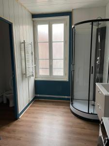 a bathroom with a shower and a window at Place St Vincent de Paul, Le Havre in Le Havre