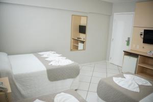a hotel room with two beds and a television at SMART IGUASSU HOTEL in Foz do Iguaçu