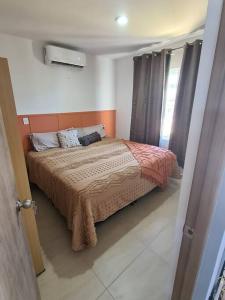1 dormitorio con 1 cama grande en una habitación en Departamento Vacacional en Mazatlán, en Mazatlán