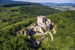 an old castle on top of a mountain at Appartement Cosy in Sausheim