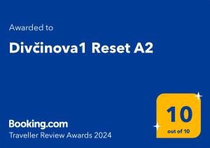 Divčinova1 Reset A2的證明、獎勵、獎狀或其他證書