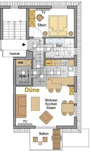 Půdorys ubytování Beach House Penthousewohnung Düne
