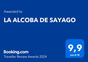 a blue rectangle with the words la aloscbia de ayacaza at LA ALCOBA DE SAYAGO in Bermillo de Sayago